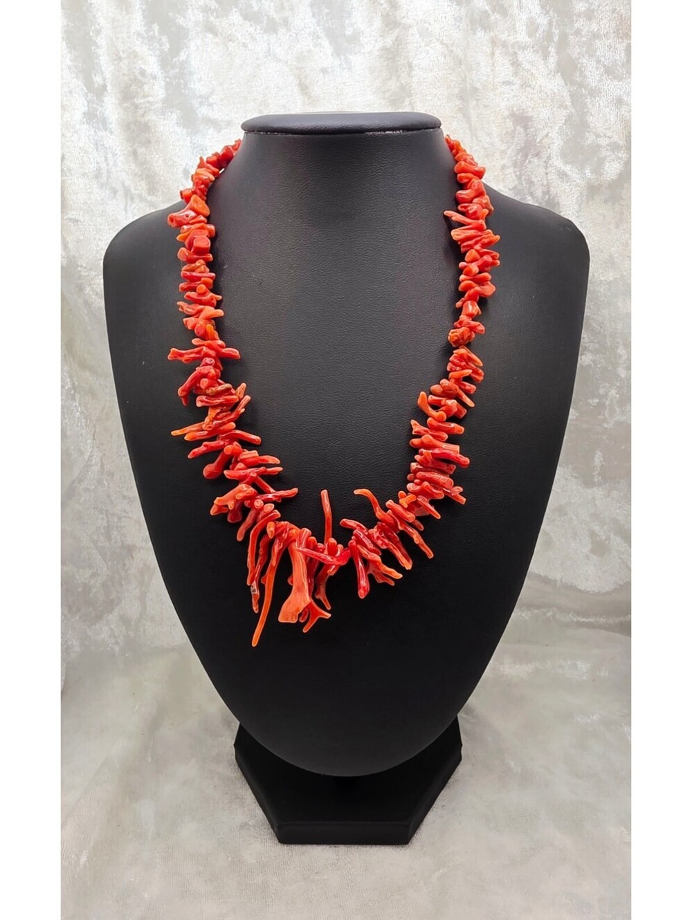 Vintage Natural Red Branch Coral Necklace 18” Graduated Organic Twig Beads